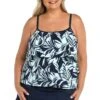 Coastal Palm Triple Tiered Tankini Top (Plus Size)