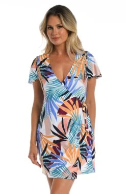 24th & Ocean To The Tropics Ruffle Sleeve Cover Up Dress