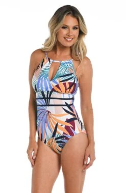 24th & Ocean To The Tropics High Neck Keyhole One Piece
