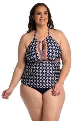 24th & Ocean Alexandria Tile High Neck Keyhole Halter Tankini Top -Swimming Equipment Sale TF3DE63W MID F1 scaled