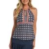 24th & Ocean Alexandria Tile High Neck Keyhole Halter Tankini Top