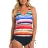 24th & Ocean Sunset Stripe Underwire Crossback Tankini Top
