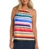 24th & Ocean Sunset Stripe Underwire High Neck Over The Shoulder Tankini Top
