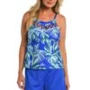 24th & Ocean West Palms Cutout High Neck Tankini Swimsuit Top
