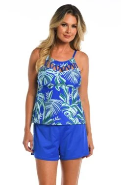 24th & Ocean West Palms Cutout High Neck Tankini Swimsuit Top