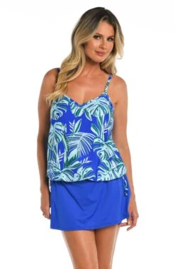 24th & Ocean West Palms Underwire V-Neck Blouson Tankini Top