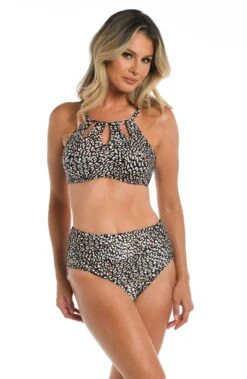 24th & Ocean Wild Instincts Underwire High Neck Keyhole Top