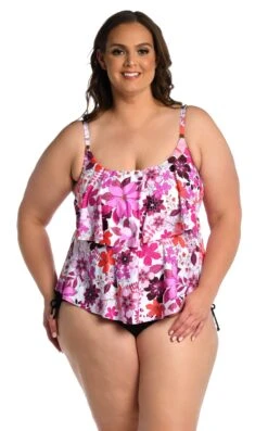 24th & Ocean Tropic Blooms Two Tiered Tankini Top -Swimming Equipment Sale TF3DK88W MLT F2 scaled