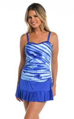 24th & Ocean Caribbean Tide D-Cup Underwire Shirred Bandeaukini Swimsuit Top