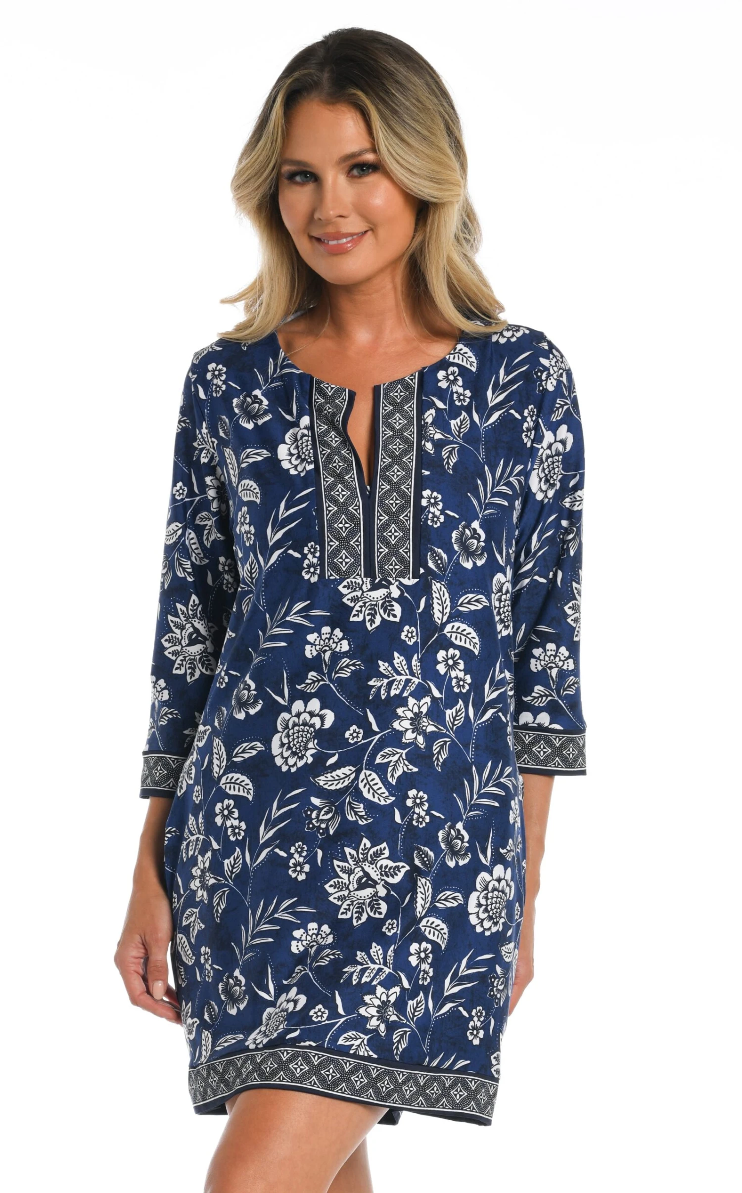 24th & Ocean Bali Batik Shift Dress Cover Up 1 24th & Ocean Bali Batik Shift Dress Cover Up