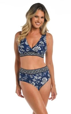 24th & Ocean Bali Batik Over The Shoulder Banded Bikini Top