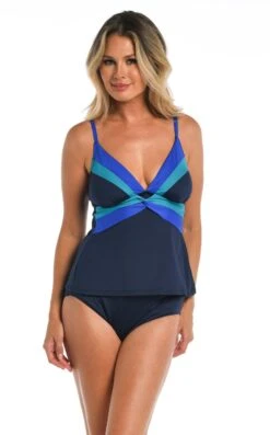 24th & Ocean Color Block Over The Shoulder Tankini Top
